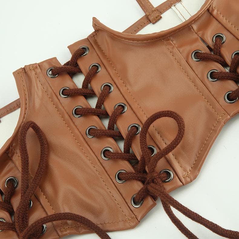 PU leather lace up solid cami corset  | Festival Outfits Women
