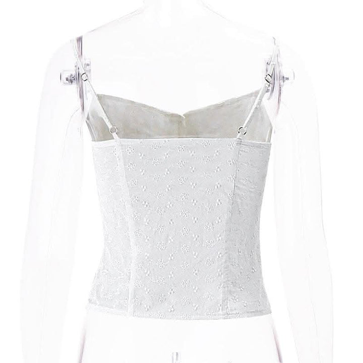 Textured pleated button slit solid backless cami top-final-sale  | Festival Outfits Women