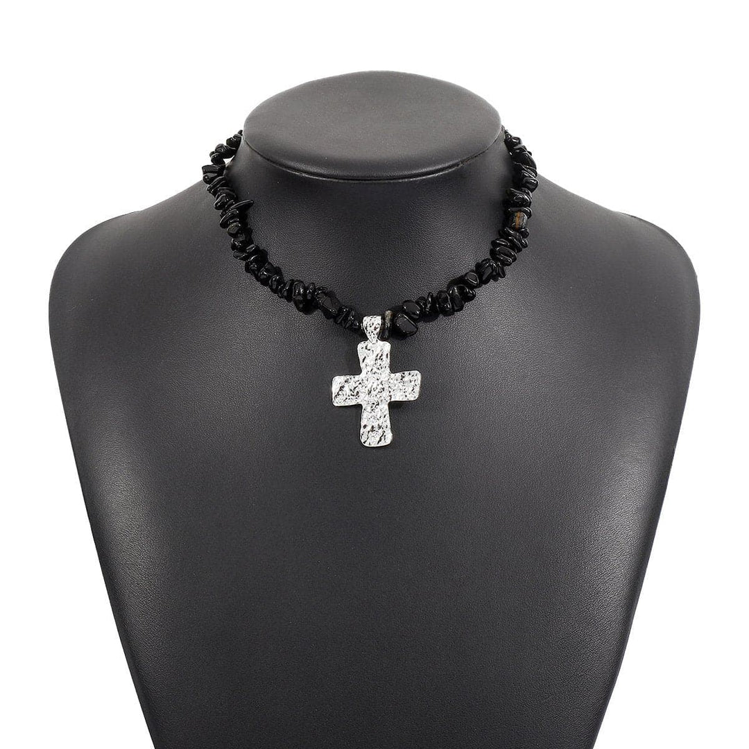 Cross pendant beaded metal chain necklace  | Festival Outfits Women