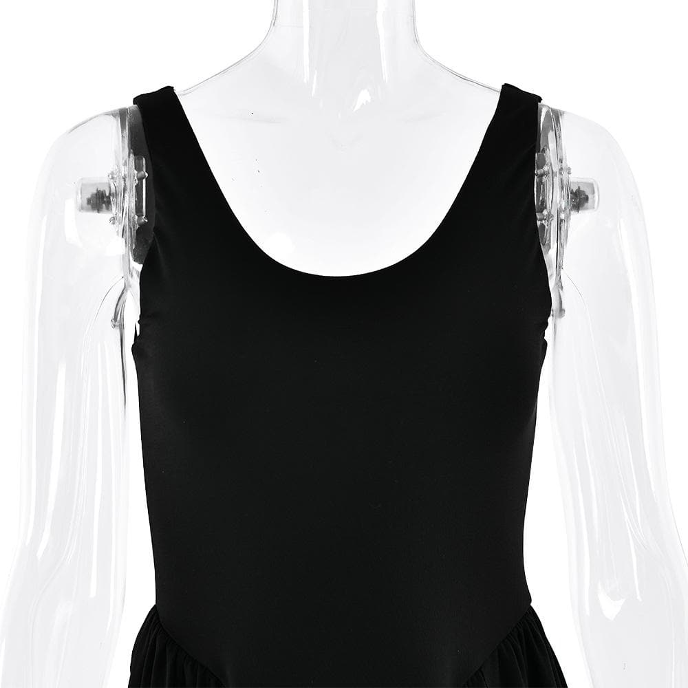 U neck ruched solid backless cami maxi dress  | Festival Outfits Women