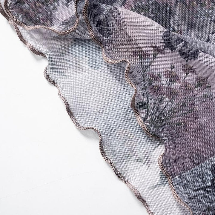 Dogon hannun riga mai sheƙi da aka buga da malam buɗe ido | Kayan Biki na Mata