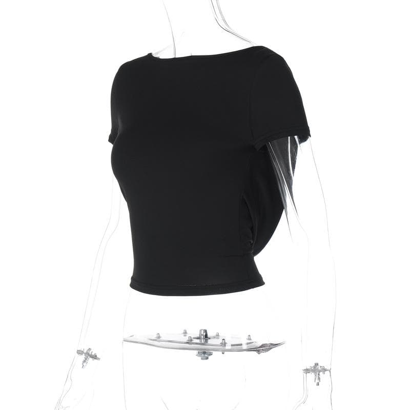 Riga mai gajeren hannu mai zagaye da wuyan hannu mara baya | Kayan Biki na Mata