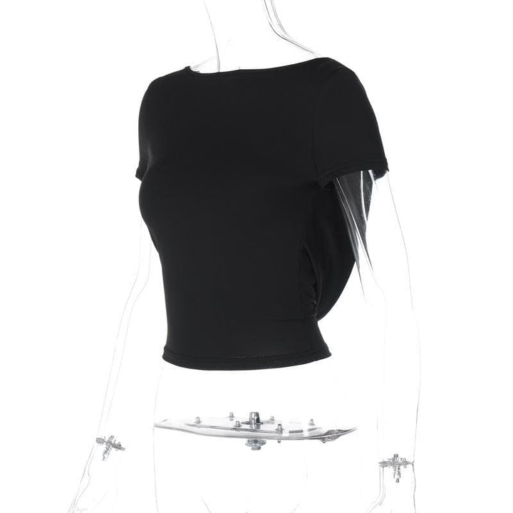 Riga mai gajeren hannu mai zagaye da wuyan hannu mara baya | Kayan Biki na Mata