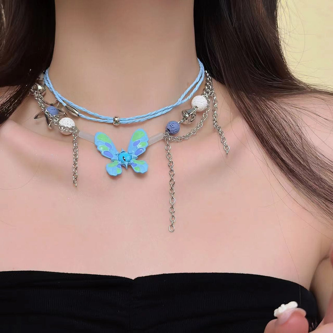 Butterfly beaded layered choker necklace  | Festival Outfits Women