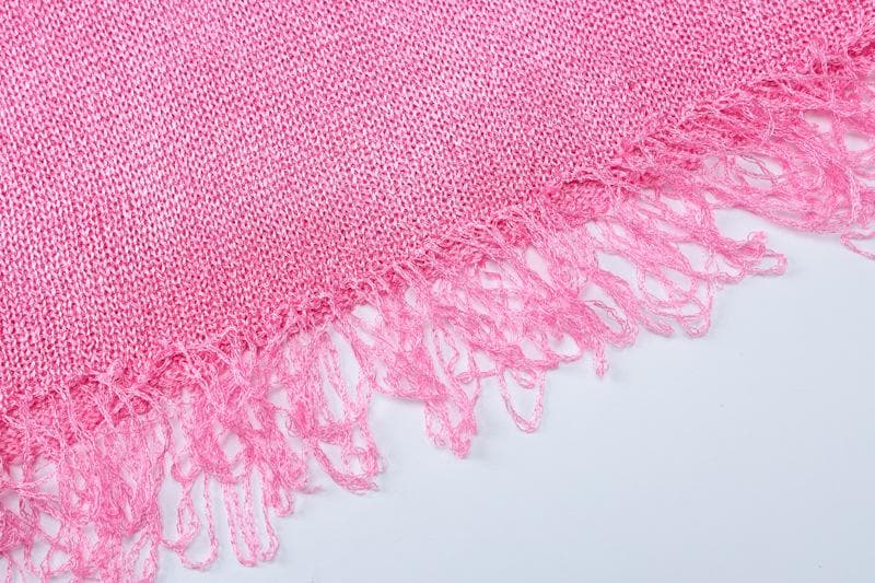 Sleeveless u neck tassels knitted mini dress  | Festival Outfits Women