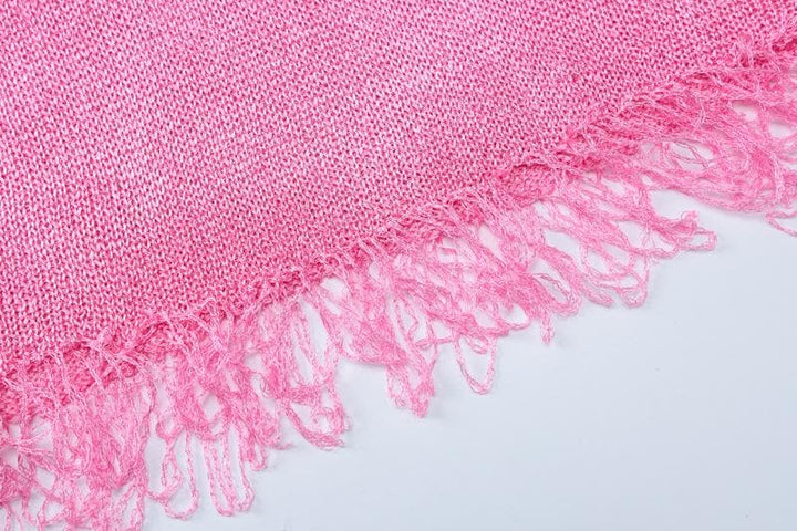 Sleeveless u neck tassels knitted mini dress  | Festival Outfits Women