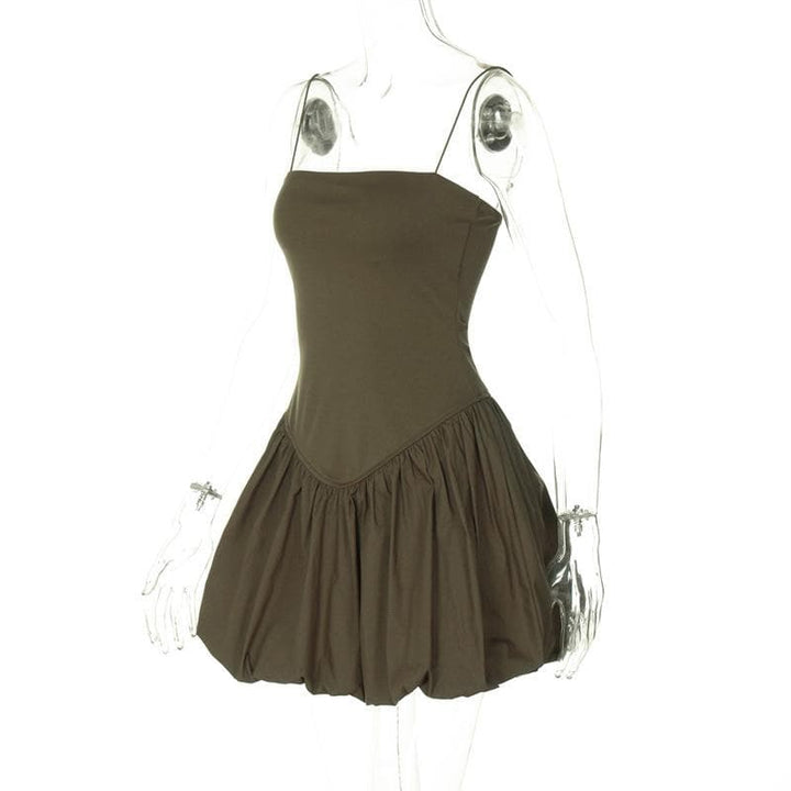 Ruched square neck solid cami mini dress  | Festival Outfits Women