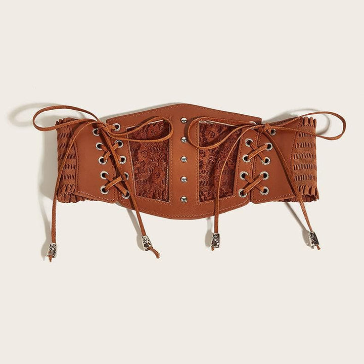 Lace up patchwork PU leather corset  | Festival Outfits Women