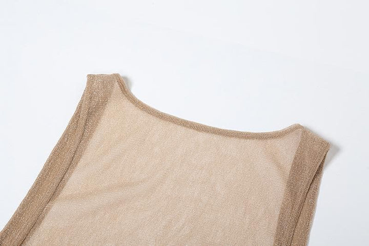 Glitter backless mesh slit maxi dress  | Festival Outfits Women