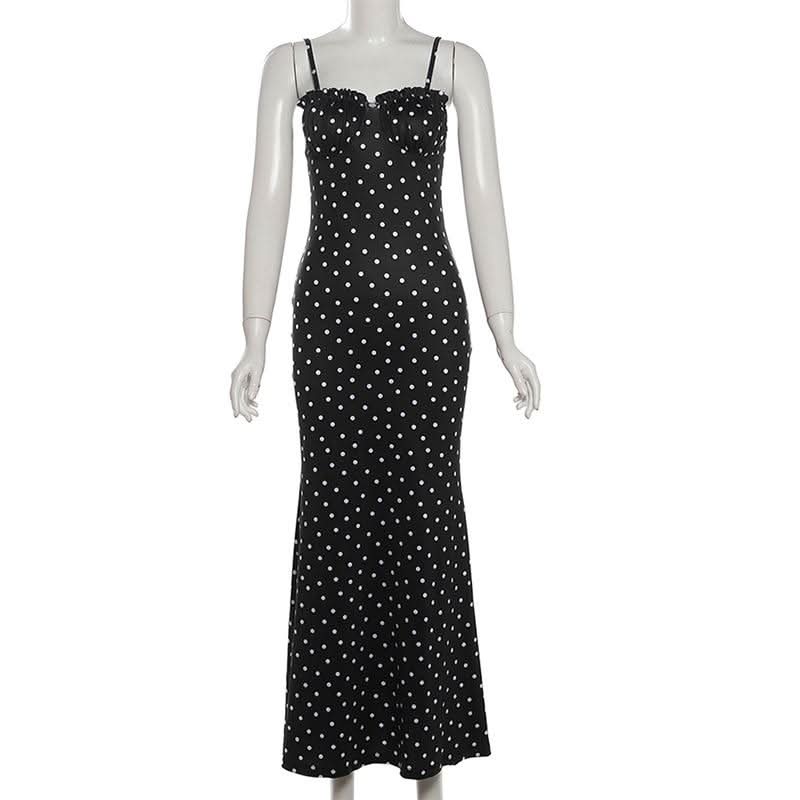 Polka dot ruched cami maxi dress  | Festival Outfits Women