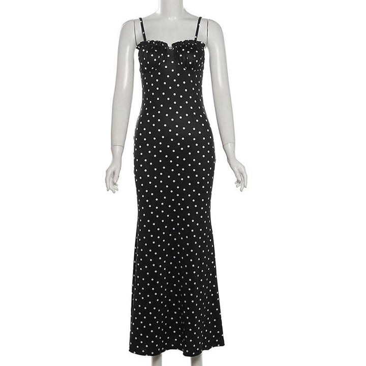 Polka dot ruched cami maxi dress  | Festival Outfits Women