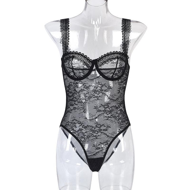 Sheer lace see through backless cami bodysuit  | Festival Outfits Women