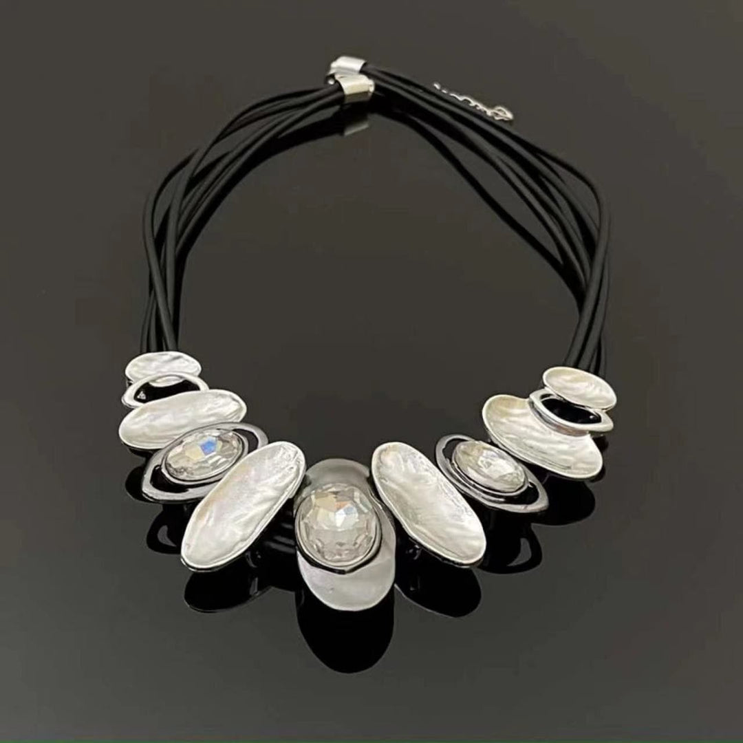 Irregular elliptic rhinestone layered necklace  | Festival Outfits Women
