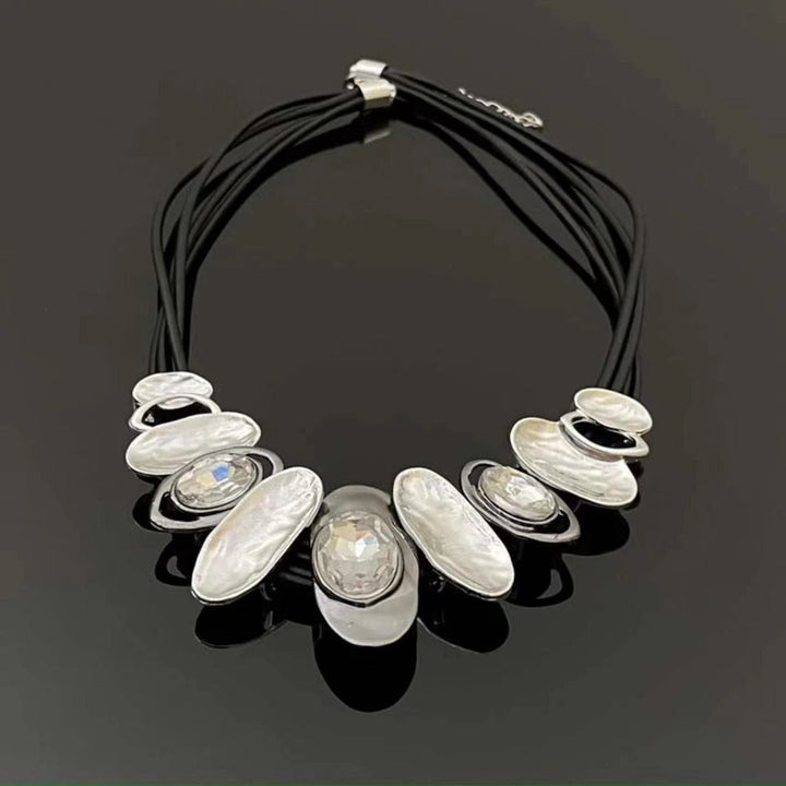 Irregular elliptic rhinestone layered necklace  | Festival Outfits Women