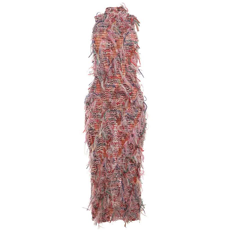 Sleeveless textured ruffle midi dress  | Festival Outfits Women