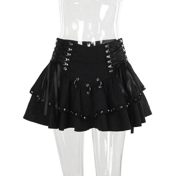 Lace up self tie o ring mini skirt  | Festival Outfits Women