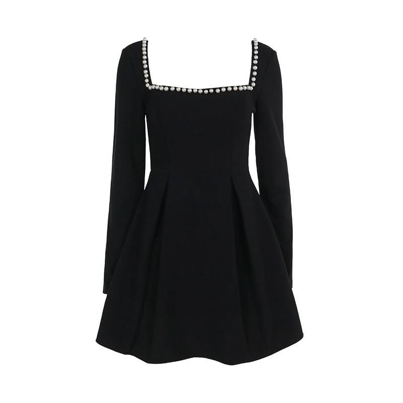 Square neck long sleeve beaded mini dress  | Festival Outfits Women
