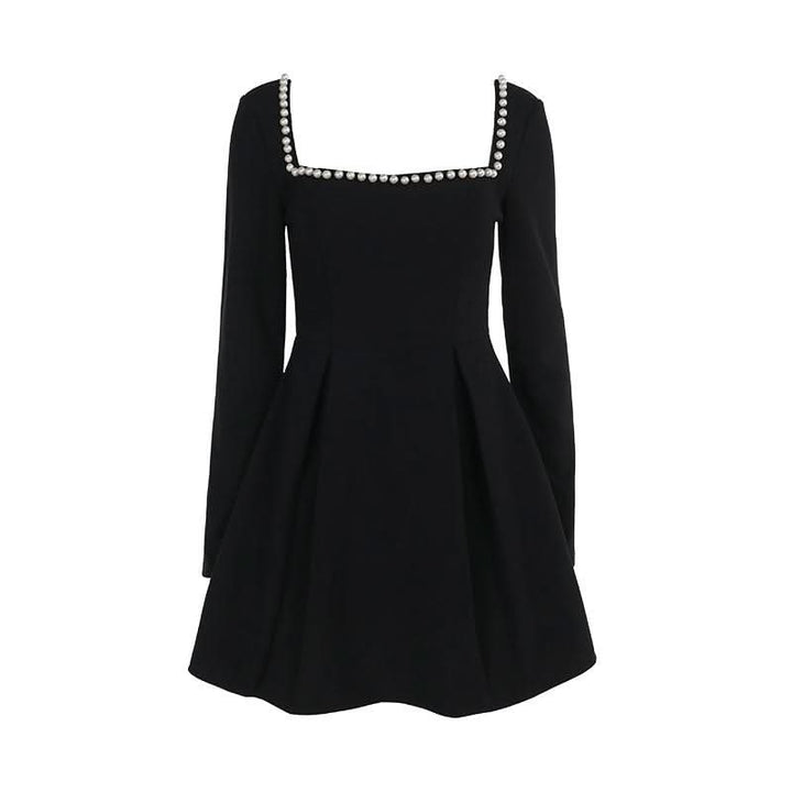 Square neck long sleeve beaded mini dress  | Festival Outfits Women