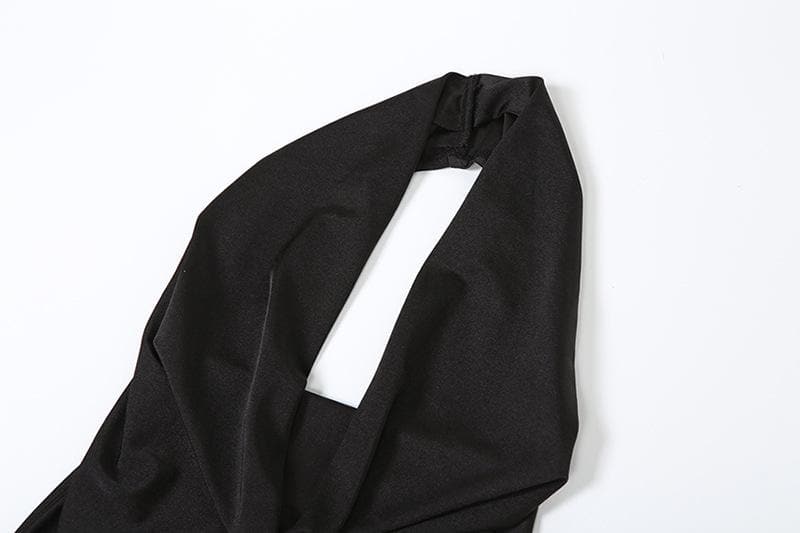 Cowl neck halter flower pattern mesh maxi dress  | Festival Outfits Women