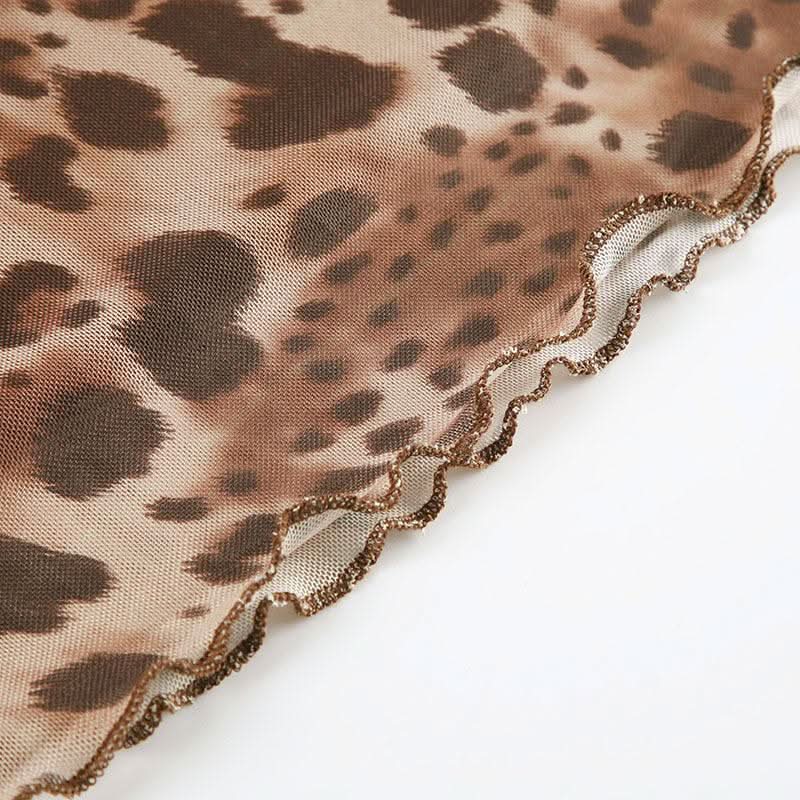 Leopard print mesh low rise midi skirt  | Festival Outfits Women