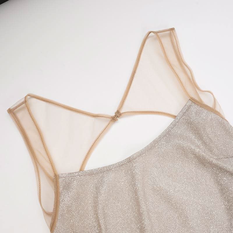 Glitter u neck backless cami maxi dress  | Festival Outfits Women