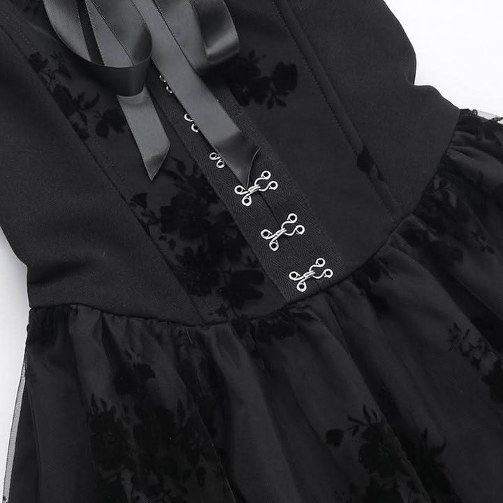 Ruffle smocked button ribbon flower print midi dress  | Festival Outfits Women