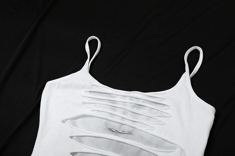 U neck body print hollow out cami cut out mini dress  | Festival Outfits Women