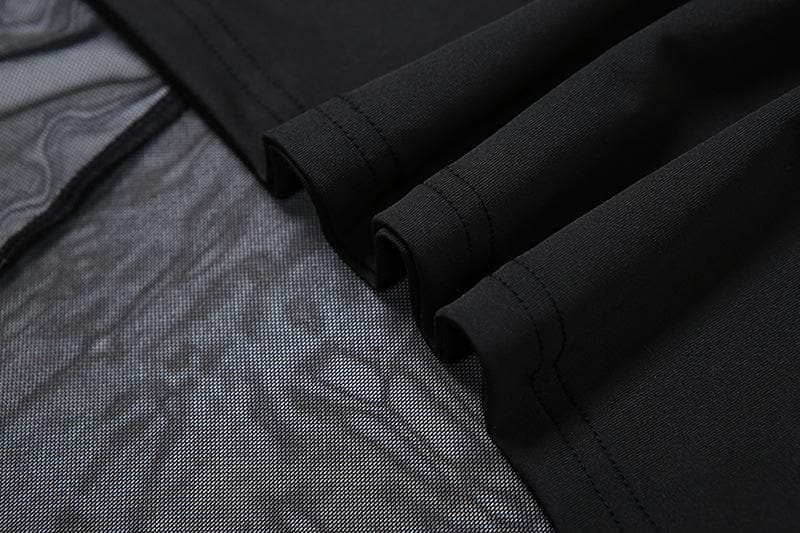 Mesh patchwork stitch solid maxi skirt  | Festival Outfits Women