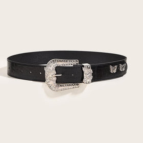 Butterfly rhinestone PU leather belt  | Festival Outfits Women