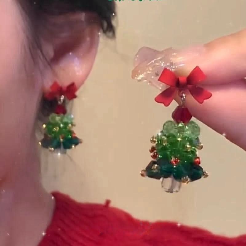 Bowknot pendant christmas tree decor drop earrings  | Festival Outfits Women