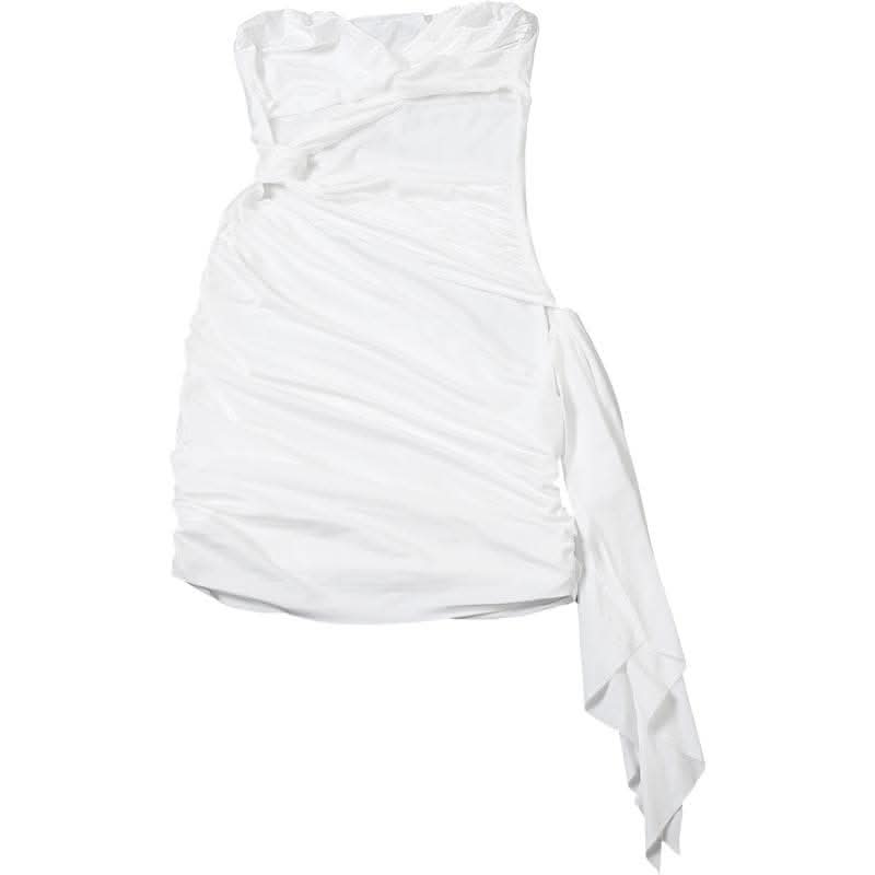 Ruffle solid ruched tube mini dress-final-sale  | Festival Outfits Women