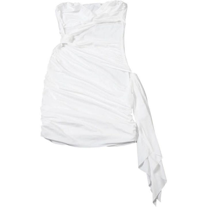 Ruffle solid ruched tube mini dress-final-sale  | Festival Outfits Women