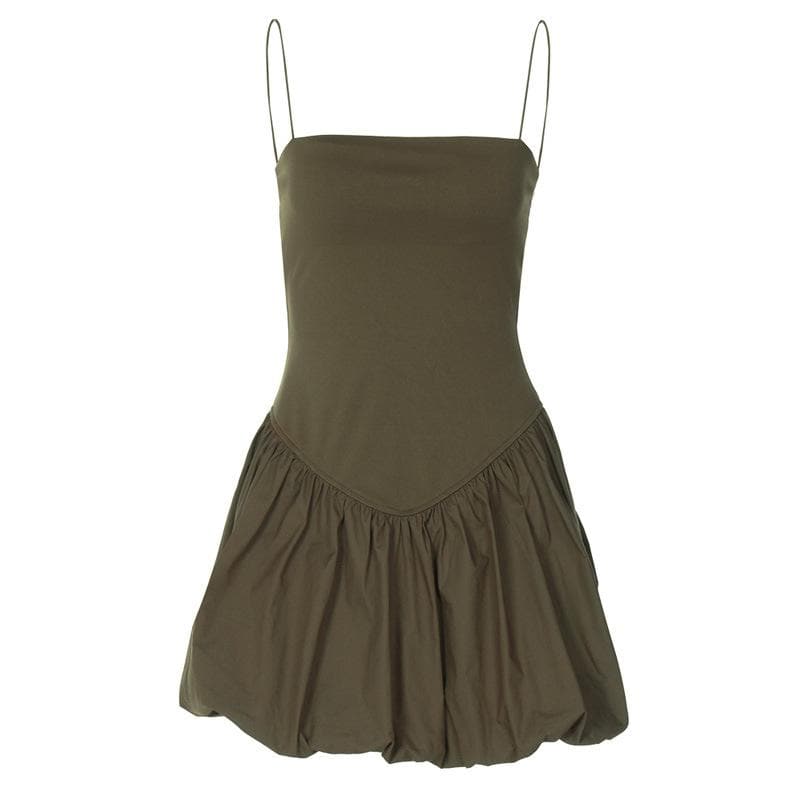 Ruched square neck solid cami mini dress  | Festival Outfits Women