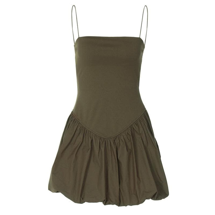 Ruched square neck solid cami mini dress  | Festival Outfits Women