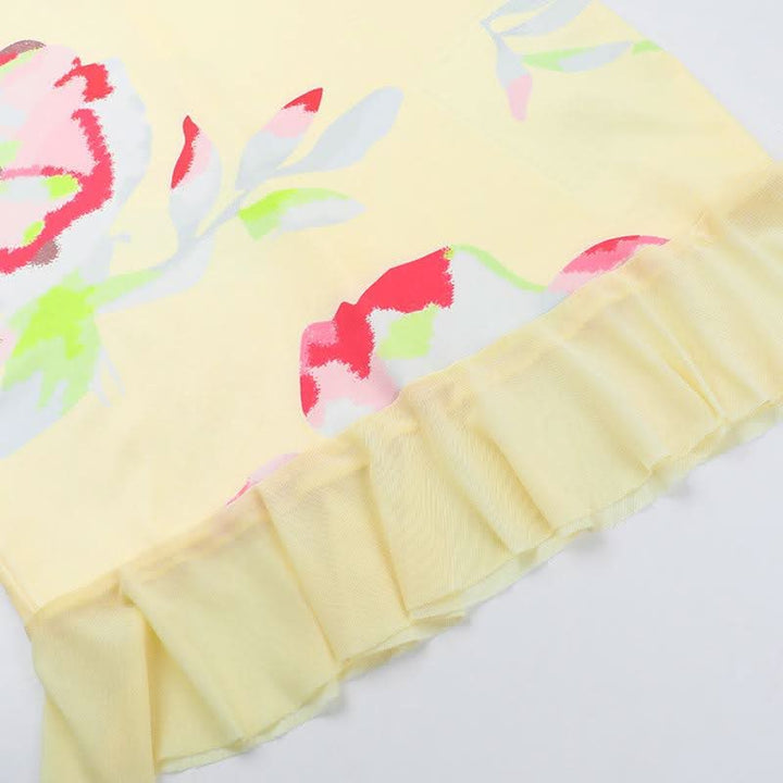 Mesh flower print sweetheart neck tube mini dress  | Festival Outfits Women