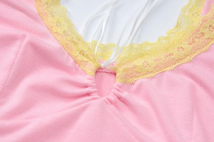 Lace hem self tie cami top  | Festival Outfits Women