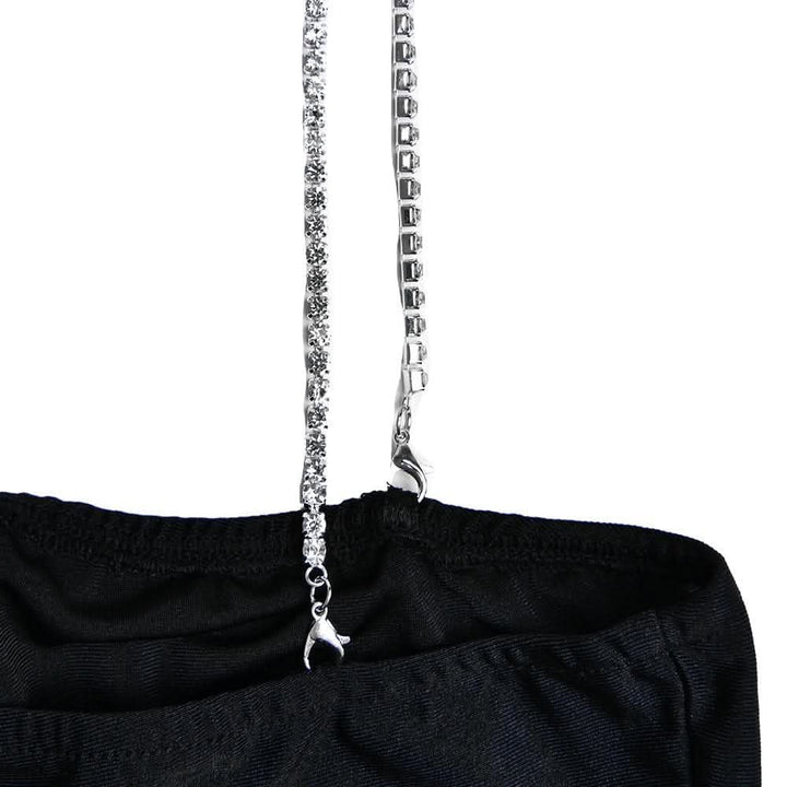Metal chain square neck slit solid knotted maxi dress-final-sale  | Festival Outfits Women