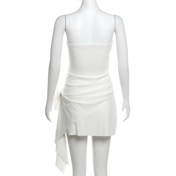Flower applique ruched tube mini dress  | Festival Outfits Women