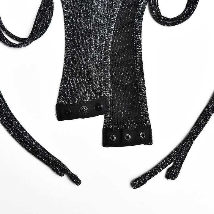 Drawstring textured backless solid bodysuit mini skirt set-final-sale  | Festival Outfits Women