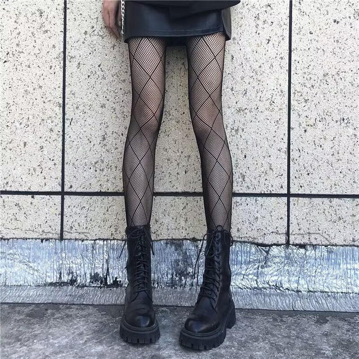 Diamond pattern fishnet tights  | Festival Outfits Women