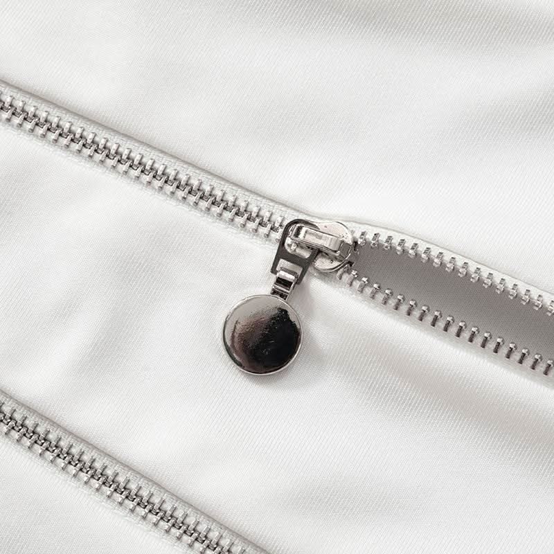 Zip-up hollow out u neck irregular solid cut out top-final-sale