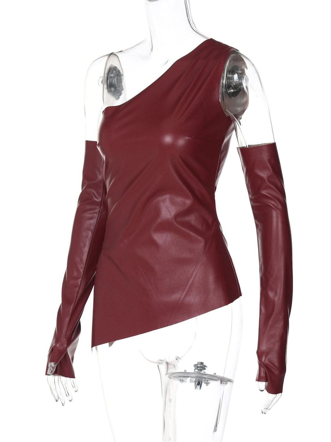 PU leather one shoulder gloves top  | Festival Outfits Women-final-sale
