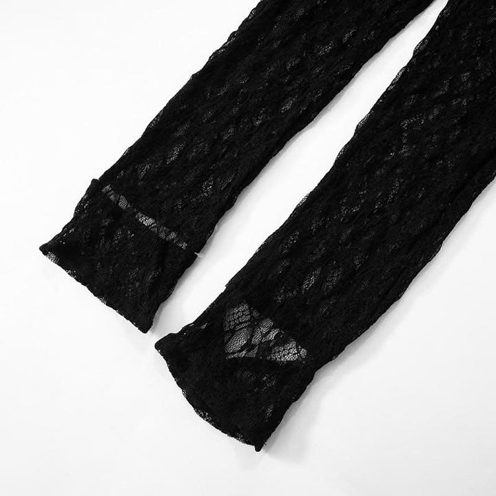 Long sleeve lace high neck zip-up see through jumpsuit  | Festival Outfits Women