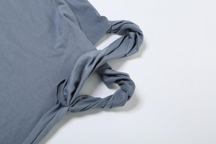 Short sleeve irregular crewneck solid pant set  | Festival Outfits Women