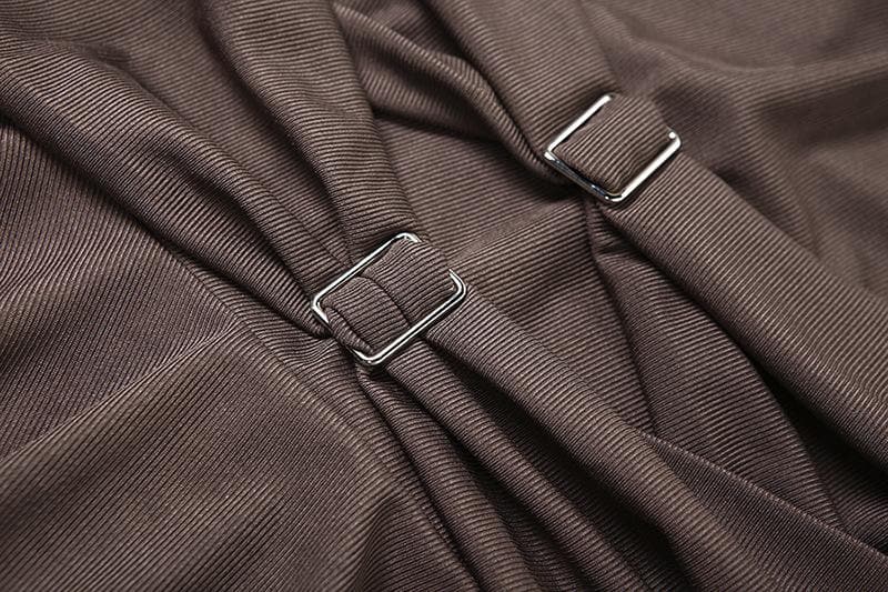 Irregular ruched drawstring buckle tank mini dress  | Festival Outfits Women