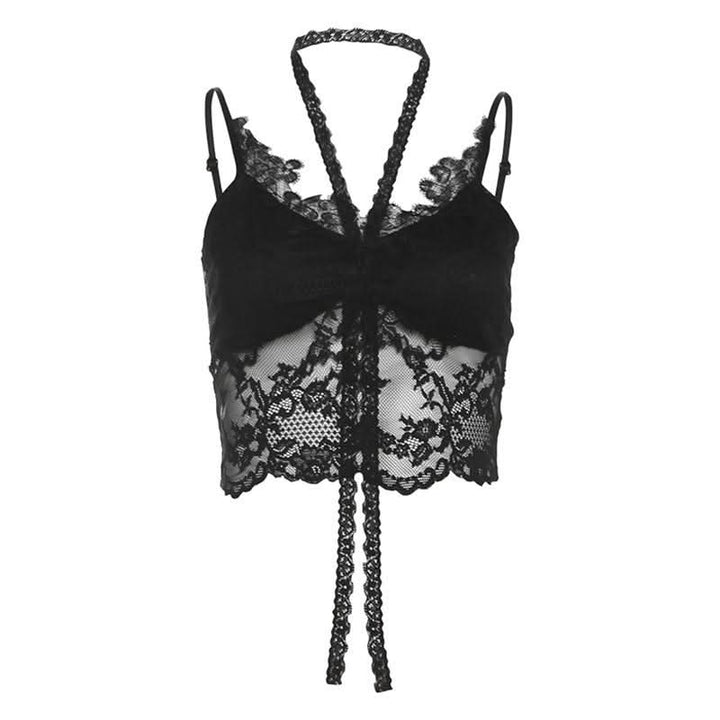 Halter v neck lace cami top  | Festival Outfits Women