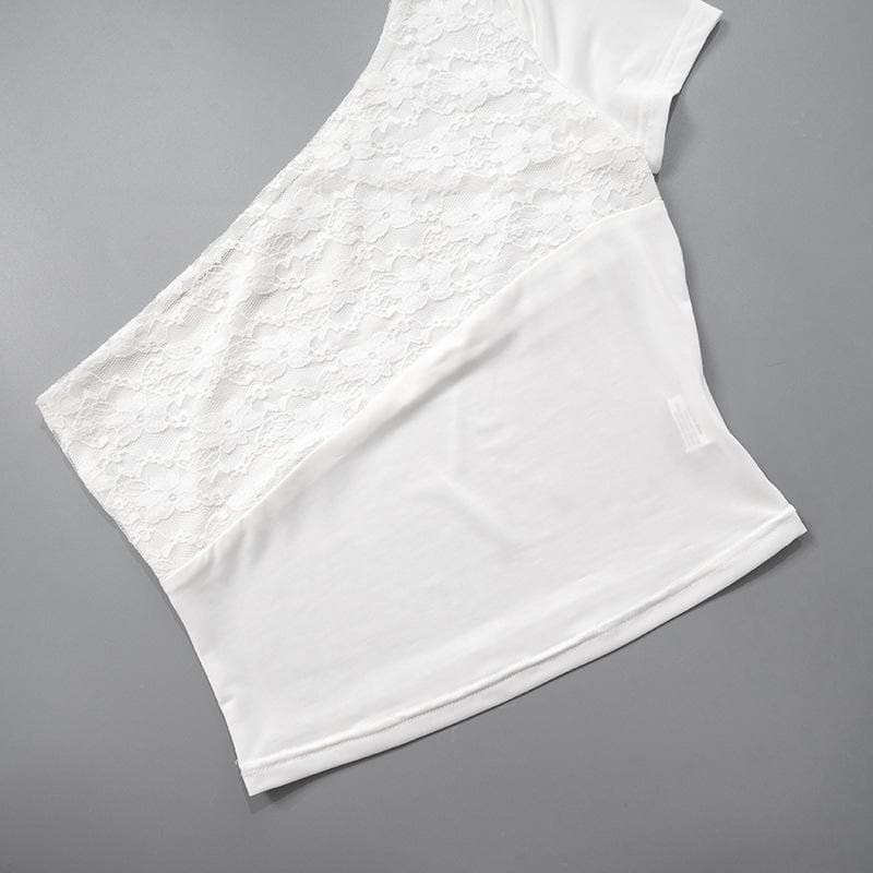 One shoulder lace knotted crop top  | Festival Outfits Women