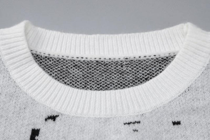 Knitted long sleeve body print contrast top-final-sale  | Festival Outfits Women