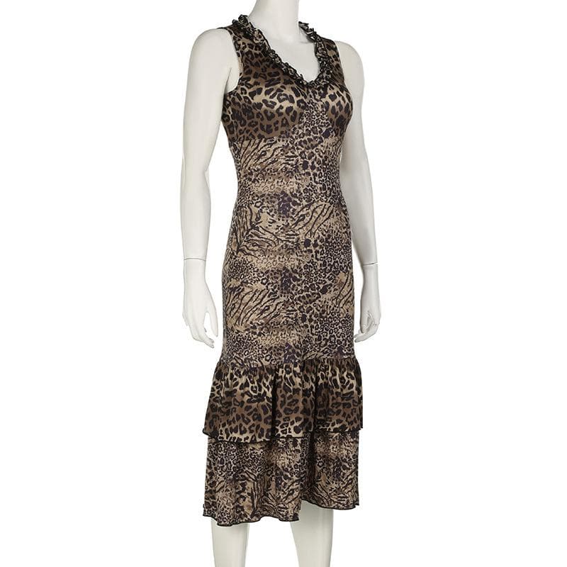 Rigar midi mai kama da ta damisa mai kama da ta damisa | Kayan Biki na Mata