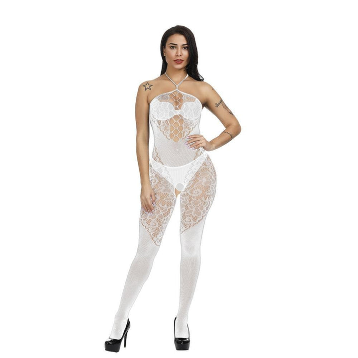 Halter patchwork lace backless bodystocking  | Festival Outfits Women